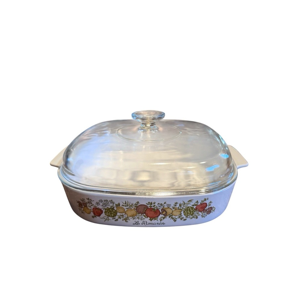 Vintage Corning Ware Casserole Dishes Le Romarin Spice Of Life 10x10x2 & 3-Quart